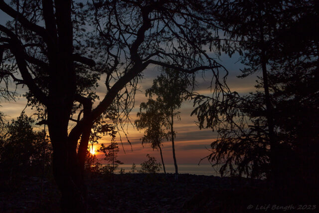 Solnedgång Sikhjälma hamn